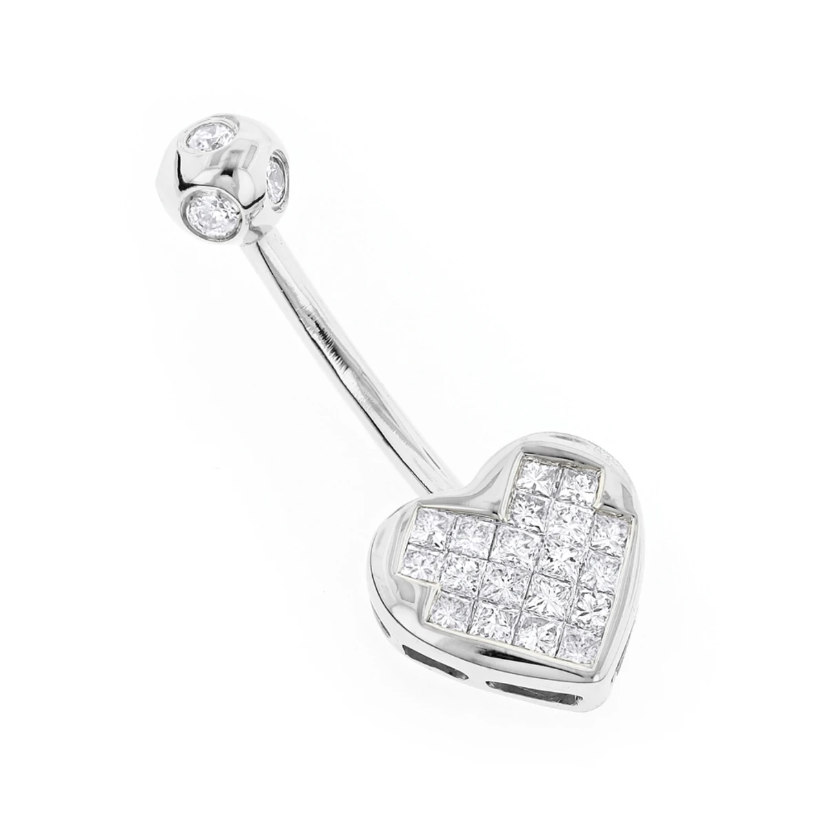Heart Shaped 14K Yellow Gold Diamond Belly Button Ring 0.66ct - Image 2