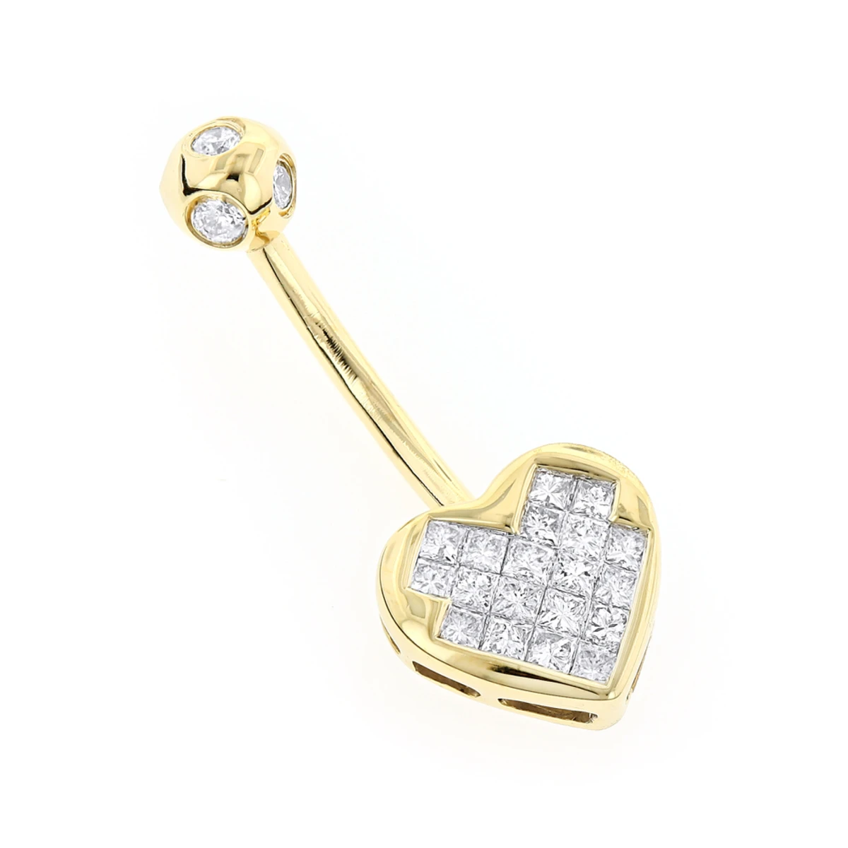 Heart Shaped 14K Yellow Gold Diamond Belly Button Ring 0.66ct
