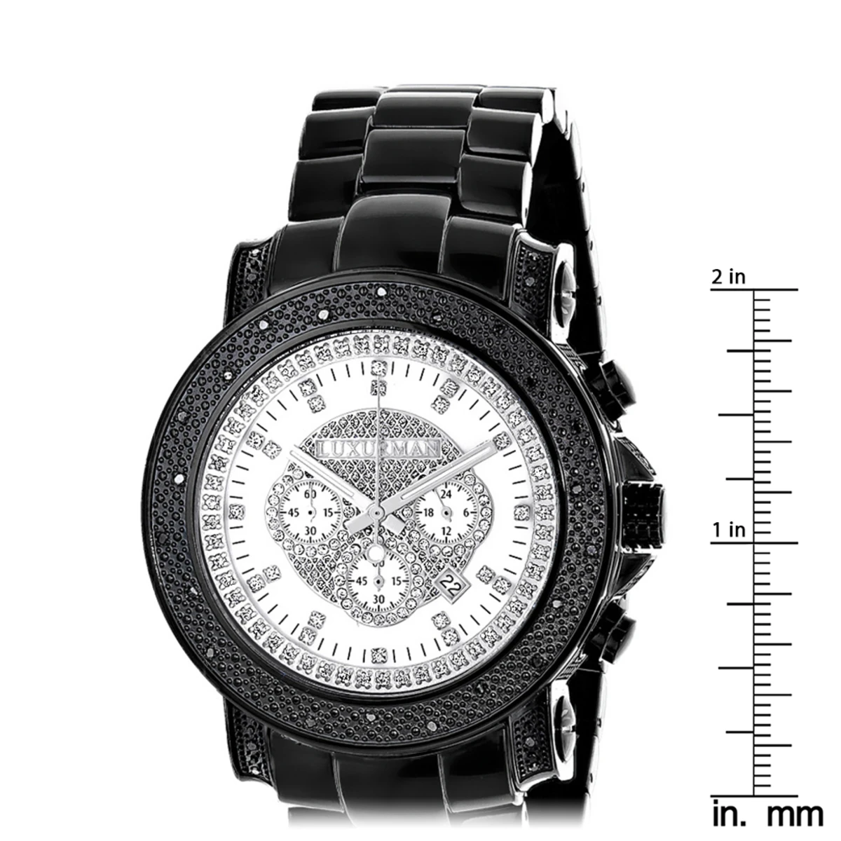 Hip Hop Oversized Luxurman Escalade Men's Black Diamond Watch 3/4ct - Image 5