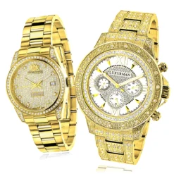 His And Hers Classic Luxurman Diamond Watch Set 2.75ct