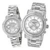 His And Hers Luxurman Oversized Diamond Watch Set 4.5ct