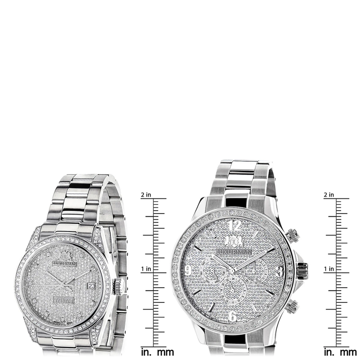 His And Hers Stainless Steel Luxurman Diamond Watch Set 3.5ct - Image 5