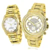 His And Hers Yellow Gold Plated Luxurman Diamond Watch 4.5ct