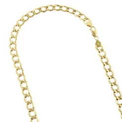 Hollow 10K Yellow Gold Curb Chain For Men 6mm Wide