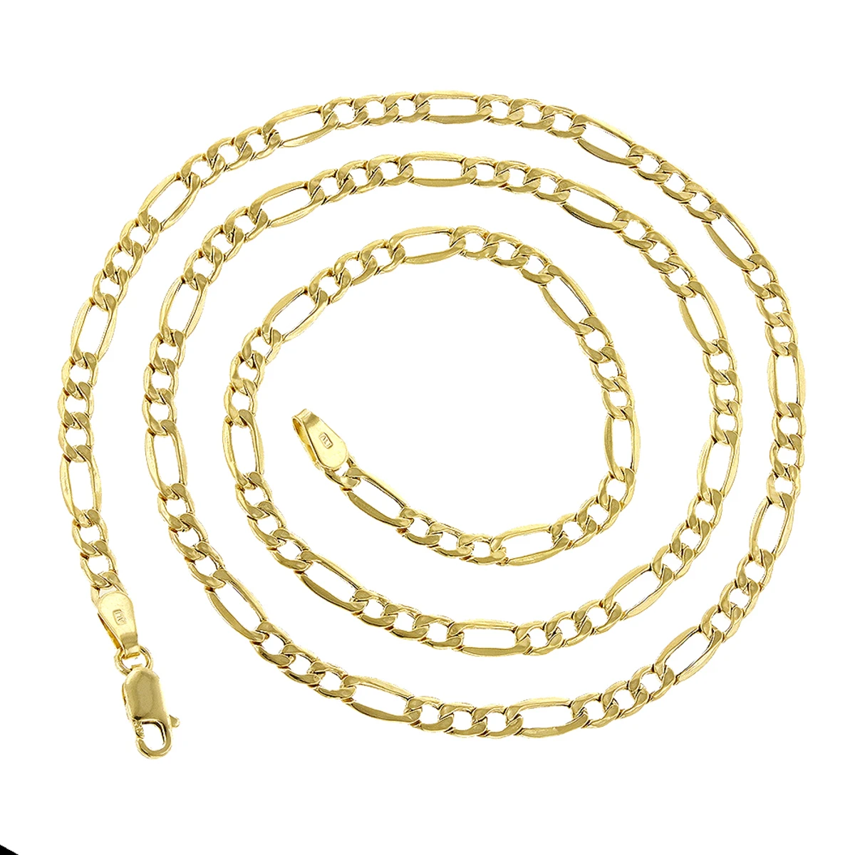 Hollow 10K Yellow Gold Figaro Chain For Men & Women 2.8mm Wide - Image 2