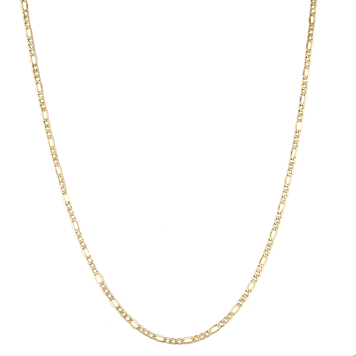 Hollow 10K Yellow Gold Figaro Chain For Men & Women 2.8mm Wide - Image 3