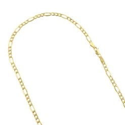 Hollow 10K Yellow Gold Figaro Chain For Men & Women 5.5mm Wide
