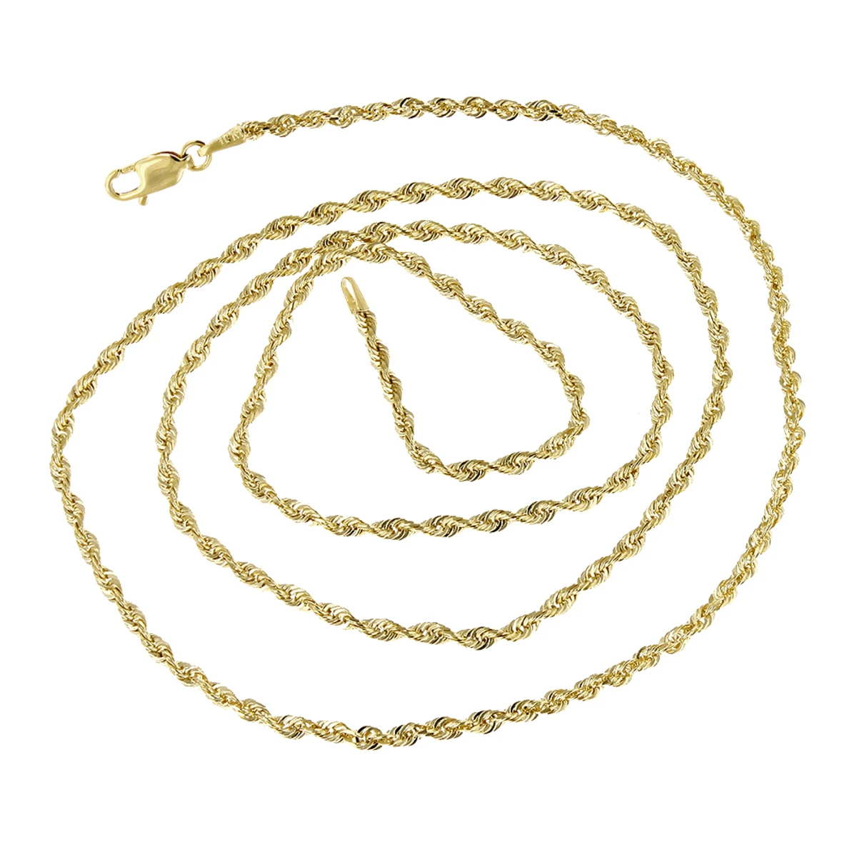 Hollow 10K Yellow Gold Rope Chain For Men & Women Sparkle 2mm Wide - Image 2