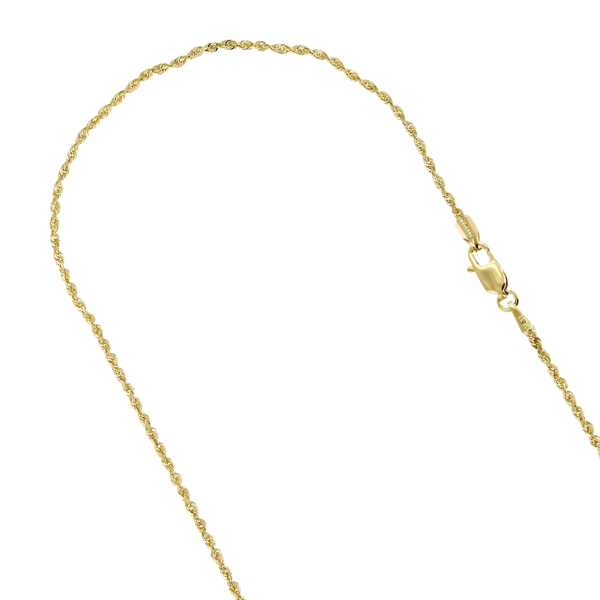 Hollow 10K Yellow Gold Rope Chain For Men & Women Sparkle 2mm Wide