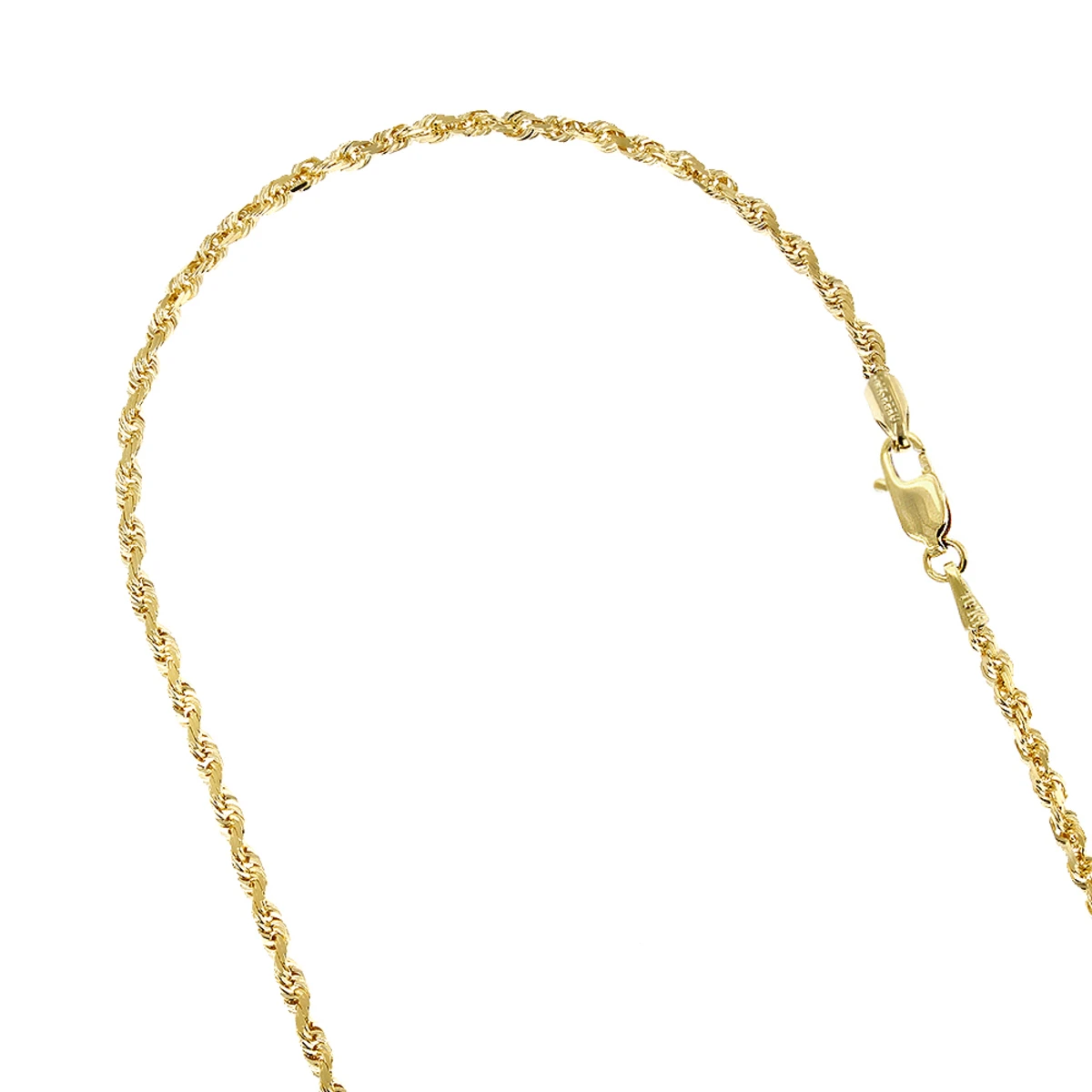 Hollow 10K Yellow Gold Rope Chain For Men & Women Sparkle 3mm Wide