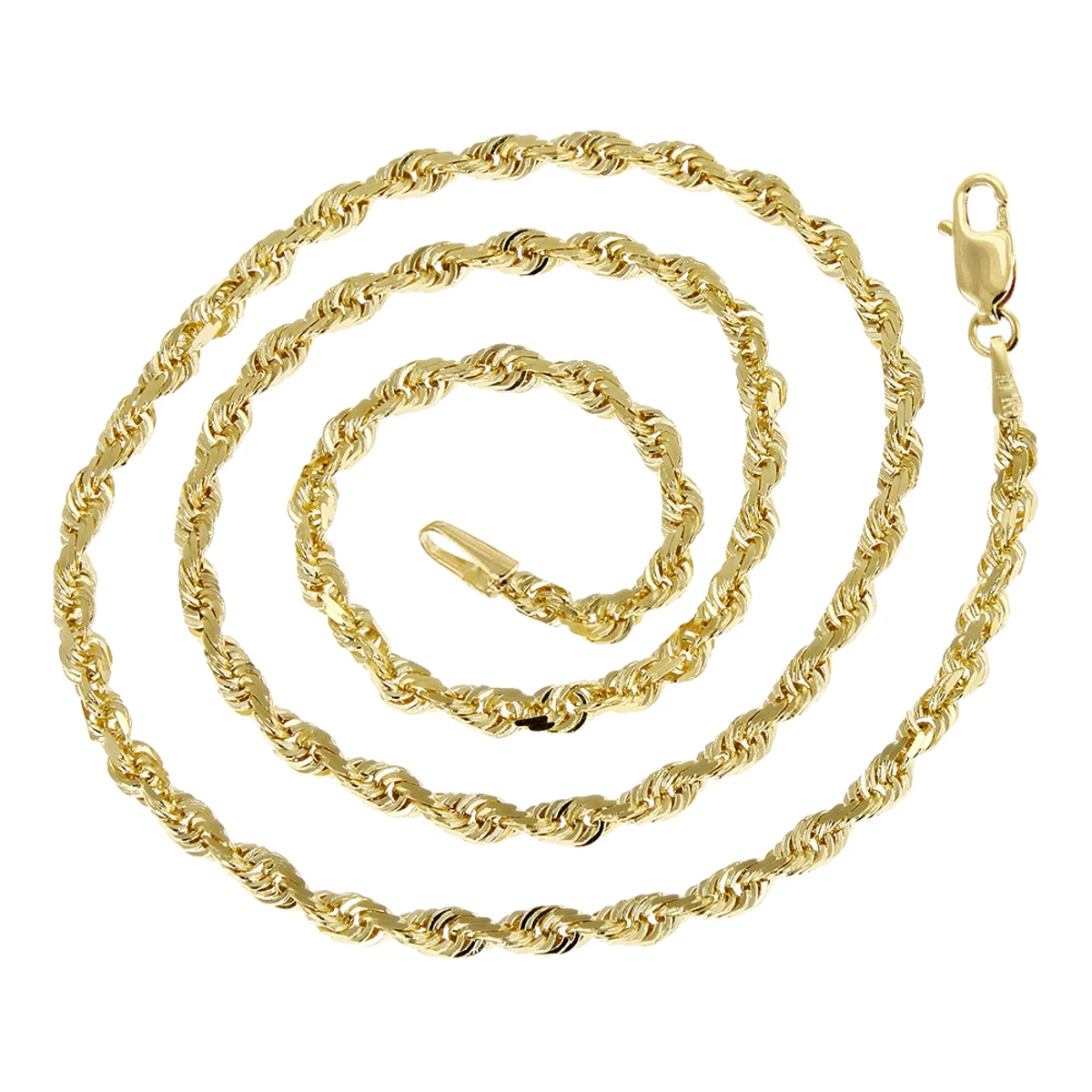 Hollow 10K Yellow Gold Rope Chain For Men & Women Sparkle 4mm Wide - Image 2