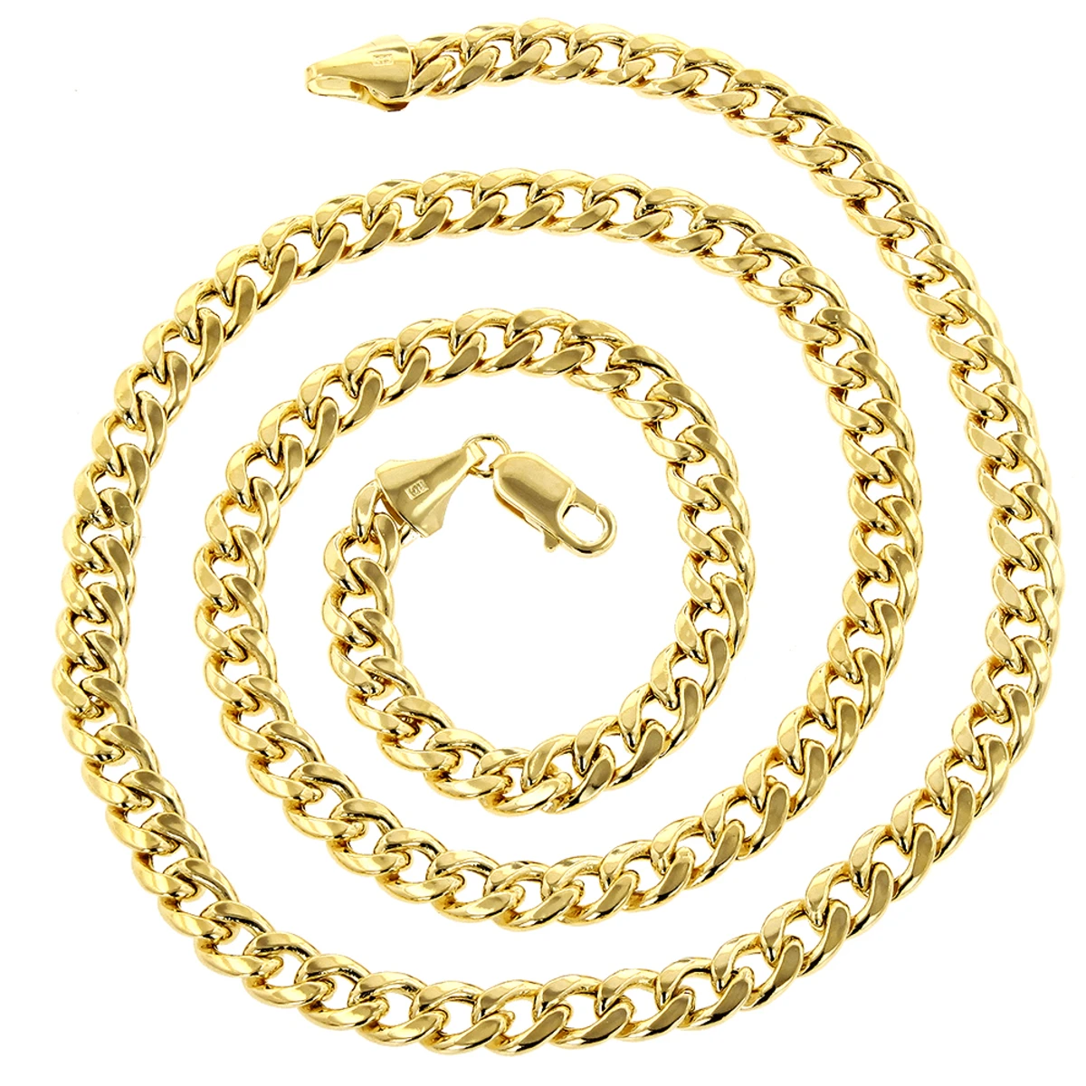 Hollow 14K Yellow Gold Cuban Link Chain For Men Miami 5.5mm Wide - Image 4