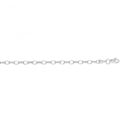 Hollow 14K White Gold Rolo Chain For Women Oval 3mm Wide