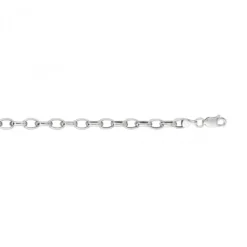Hollow 14K White Gold Rolo Chain For Women Oval 4.5mm Wide