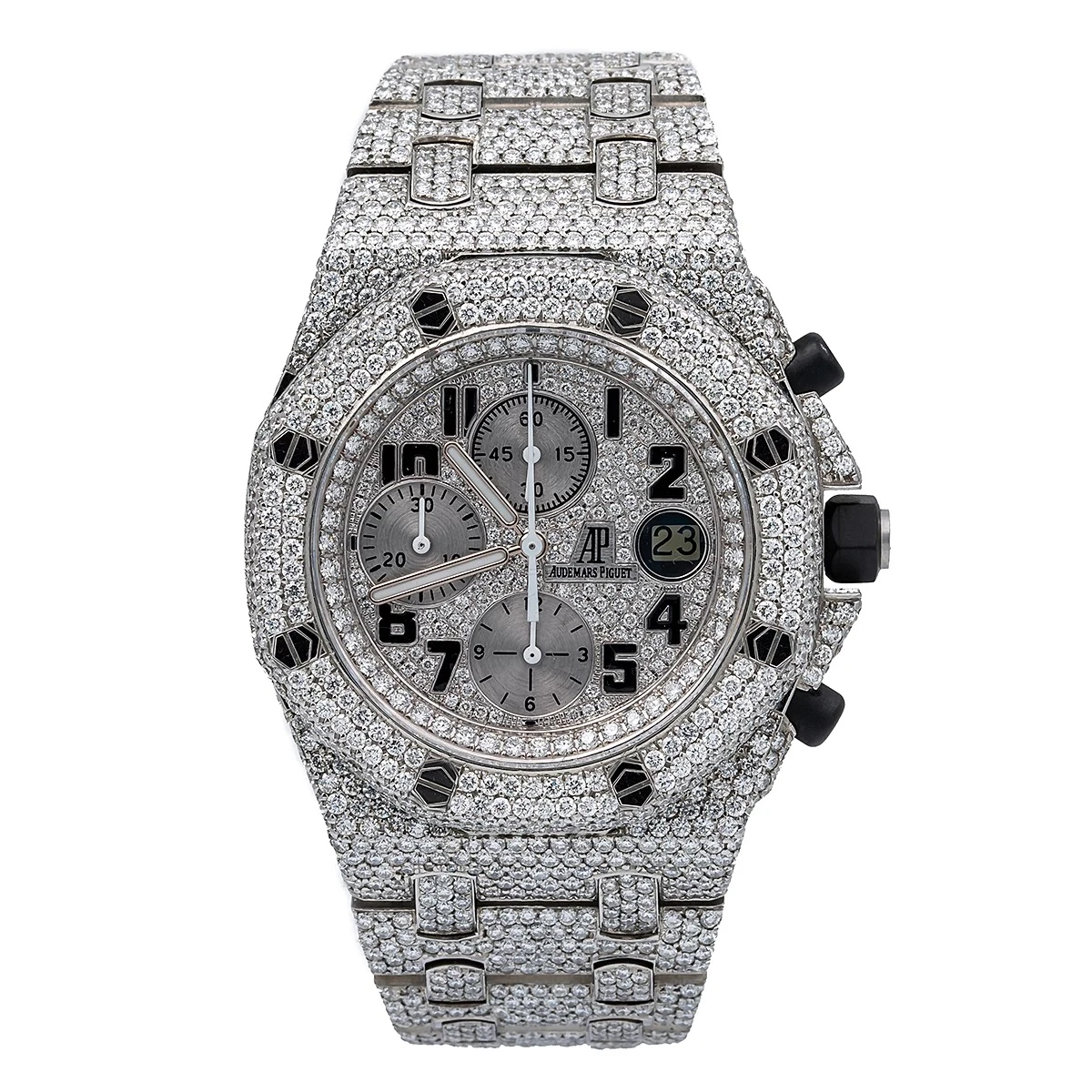 Iced Out Audemars Piguet Royal Oak Offshore Men's Diamond Watch 42mm 26.25ct