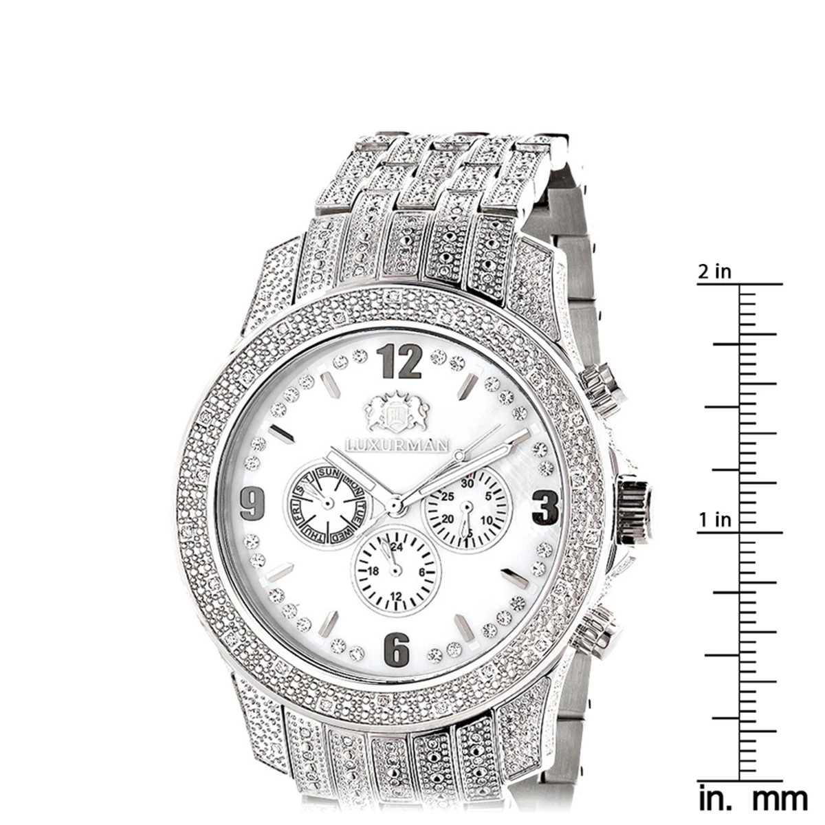 Iced Out Luxurman Men's Diamond Watch 1.25ct White MOP - Image 5