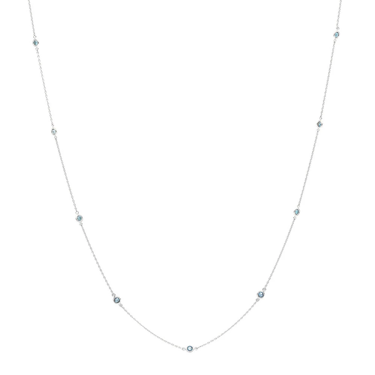Unique 36inch Blue Diamonds By The Yard Women's Necklace 14K Yellow Gold Chain 1.4ct - Image 2