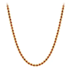 Unique Men's Tennis 10K Yellow Gold Ruby Necklace For Men 10.5ct By Luxurman