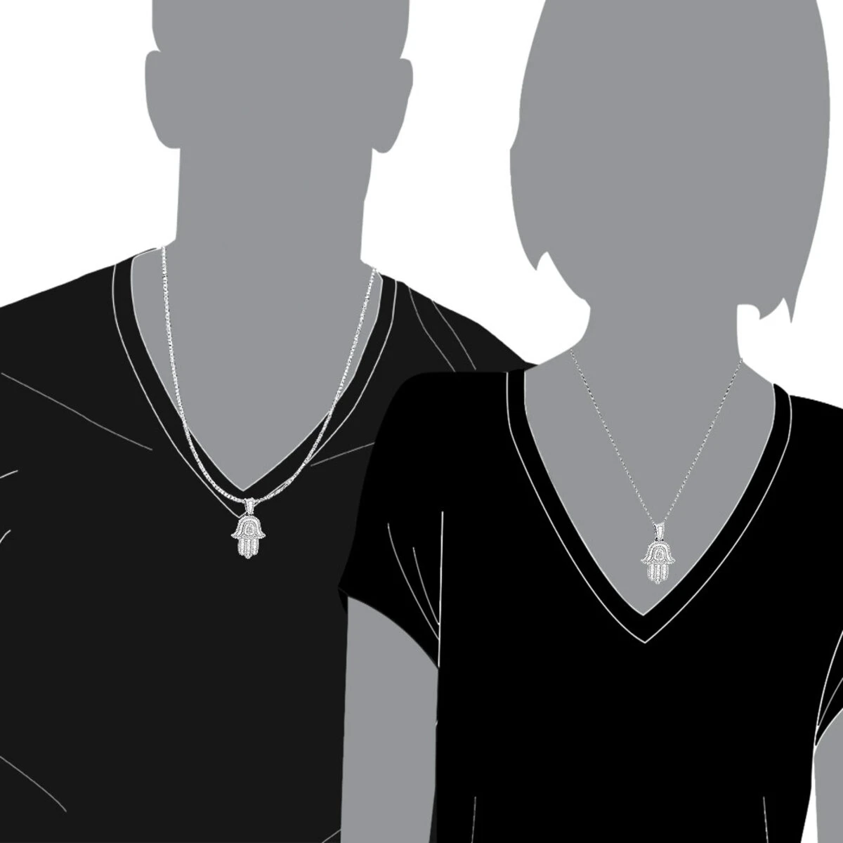 Large 2 Carat Diamond Hamsa Hand Pendant 14K White Gold Amulet - Image 7