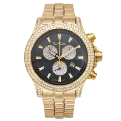 Joe Rodeo Yellow Gold Tone Men's Diamond Watch Master Pilot 7ct