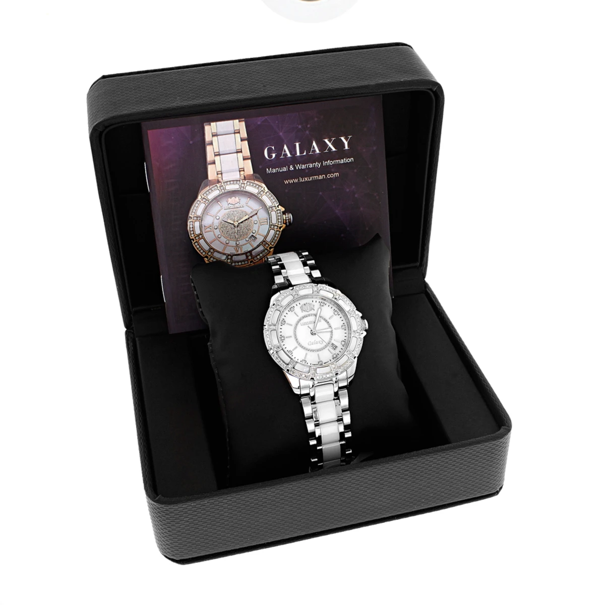 Ladies Diamond Luxurman White Ceramic Watch 1.25ct MOP Galaxy - Image 4