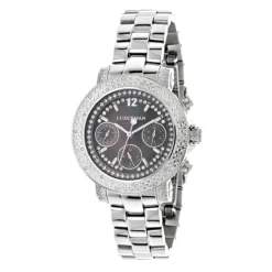 Ladies Genuine Diamond Watch By LUXURMAN 0.3ct Black MOP