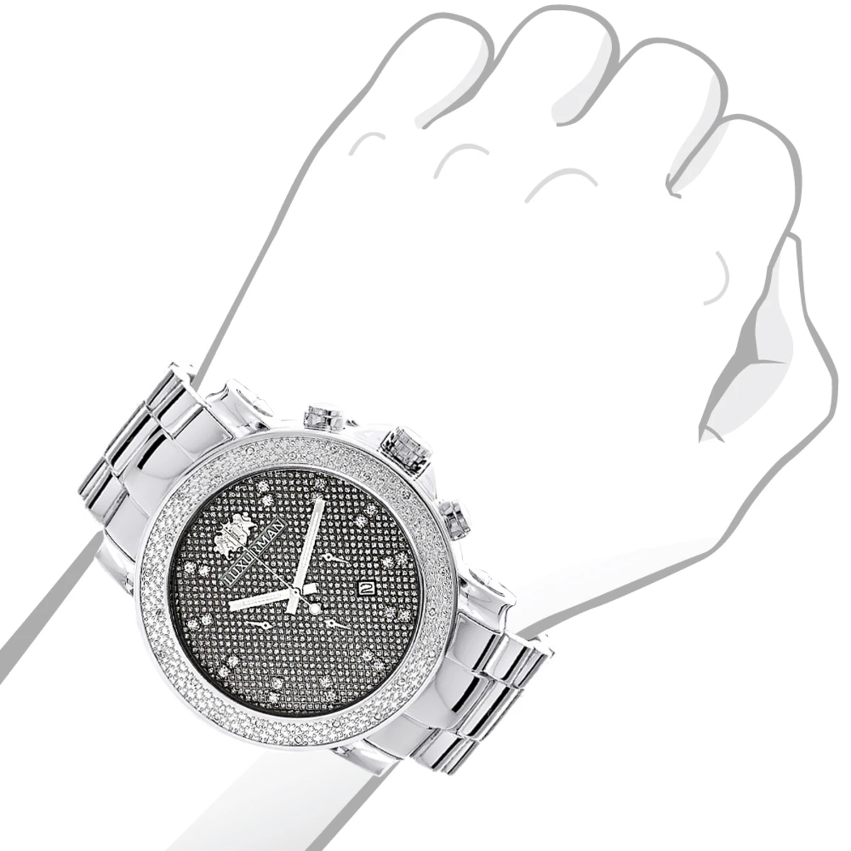 Large Face Diamond For Men Oversized Luxurman Escalade Watch 0.25ct - Image 3