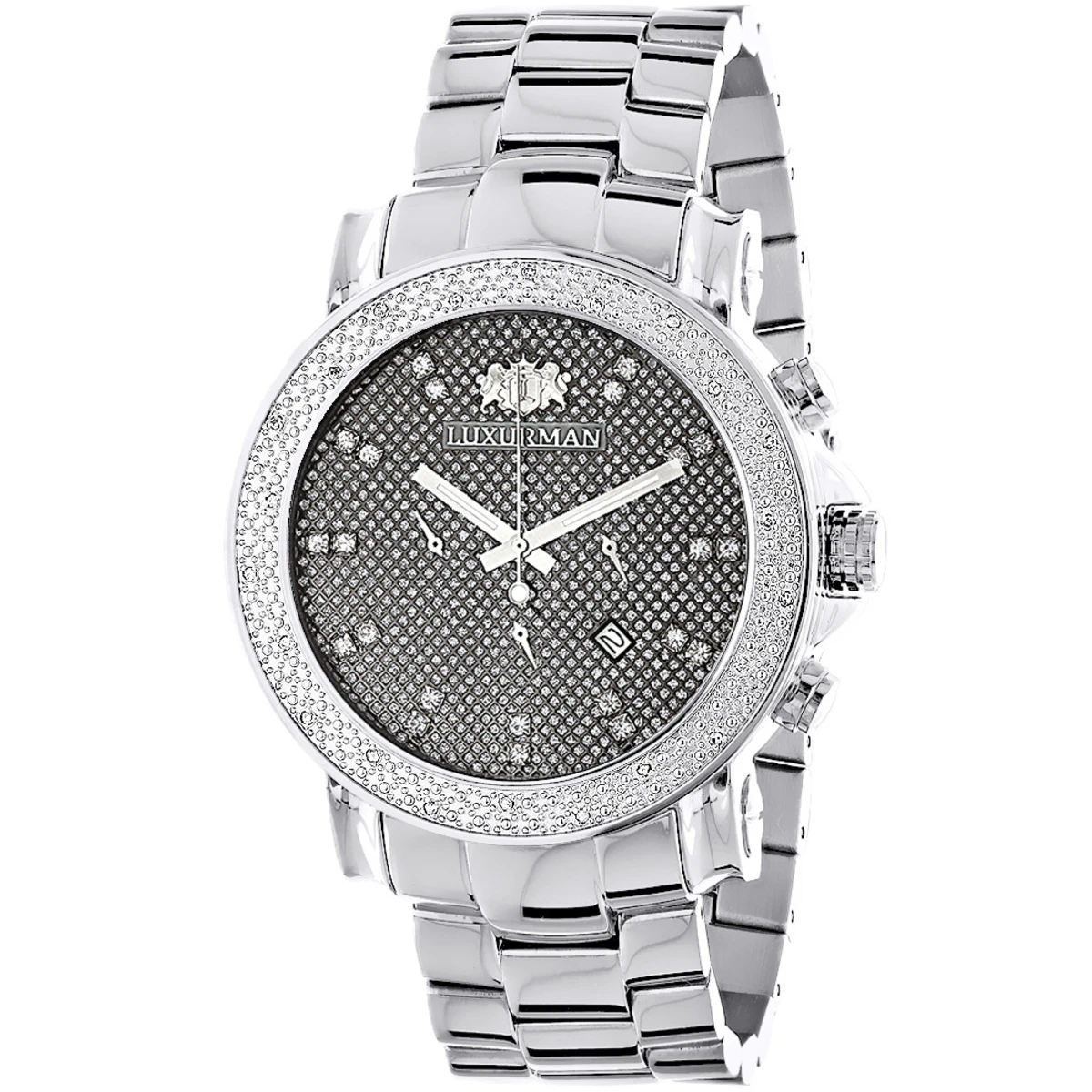 Large Face Diamond For Men Oversized Luxurman Escalade Watch 0.25ct