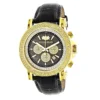 Large Luxurman Men's Watch With Diamonds 0.25ct Yellow Gold Plated Black MOP