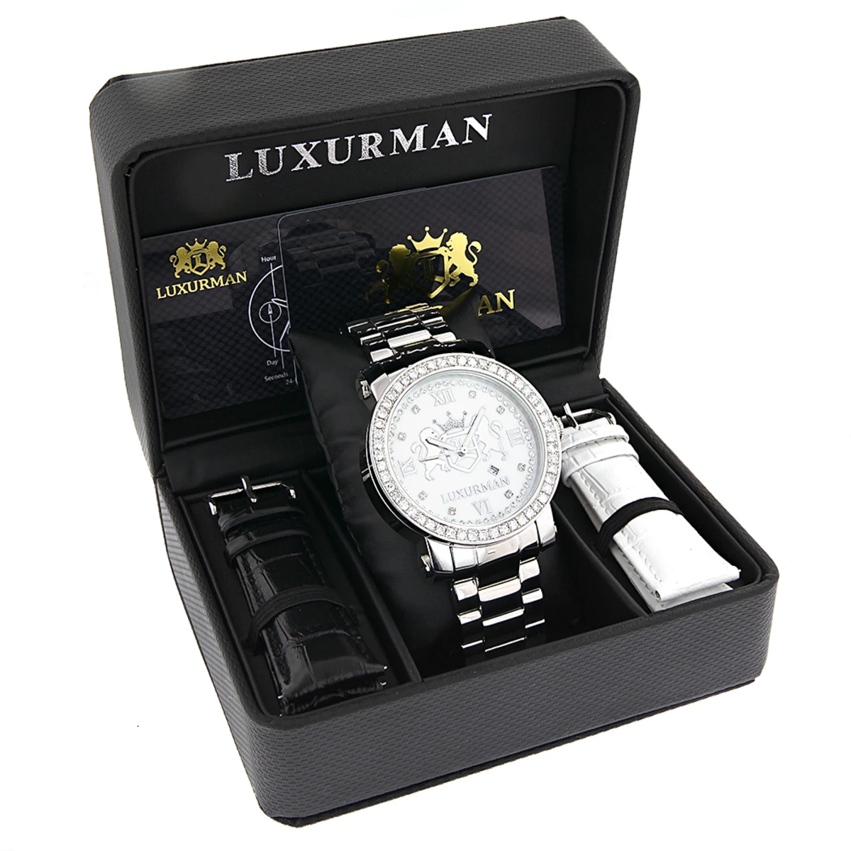 Large Men's Diamond Luxurman Phantom VS Diamonds Watch 4 Ct - Image 4