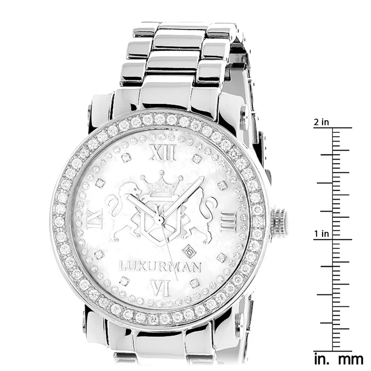 Large Men's Diamond Luxurman Phantom VS Diamonds Watch 4 Ct - Image 5
