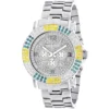 Large Men's Multicolor White Yellow Blue Diamond Watch 4ct Luxurman Escalade