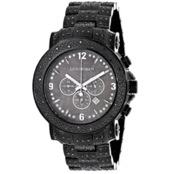 Luxurman Black Diamond Watch For Men 2ct Fully Iced Out Oversized