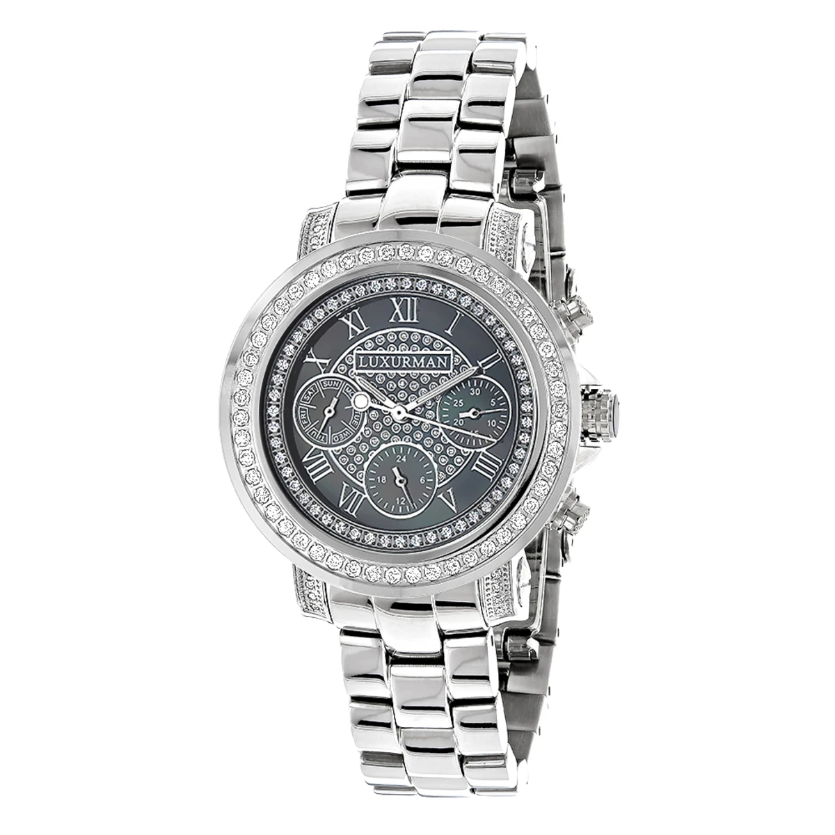 Luxurman Diamond Plated Platinum Watch 2ct