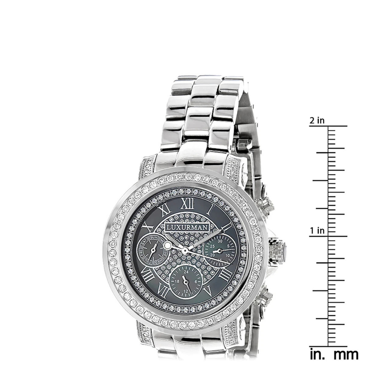 Luxurman Diamond Plated Platinum Watch 2ct - Image 5