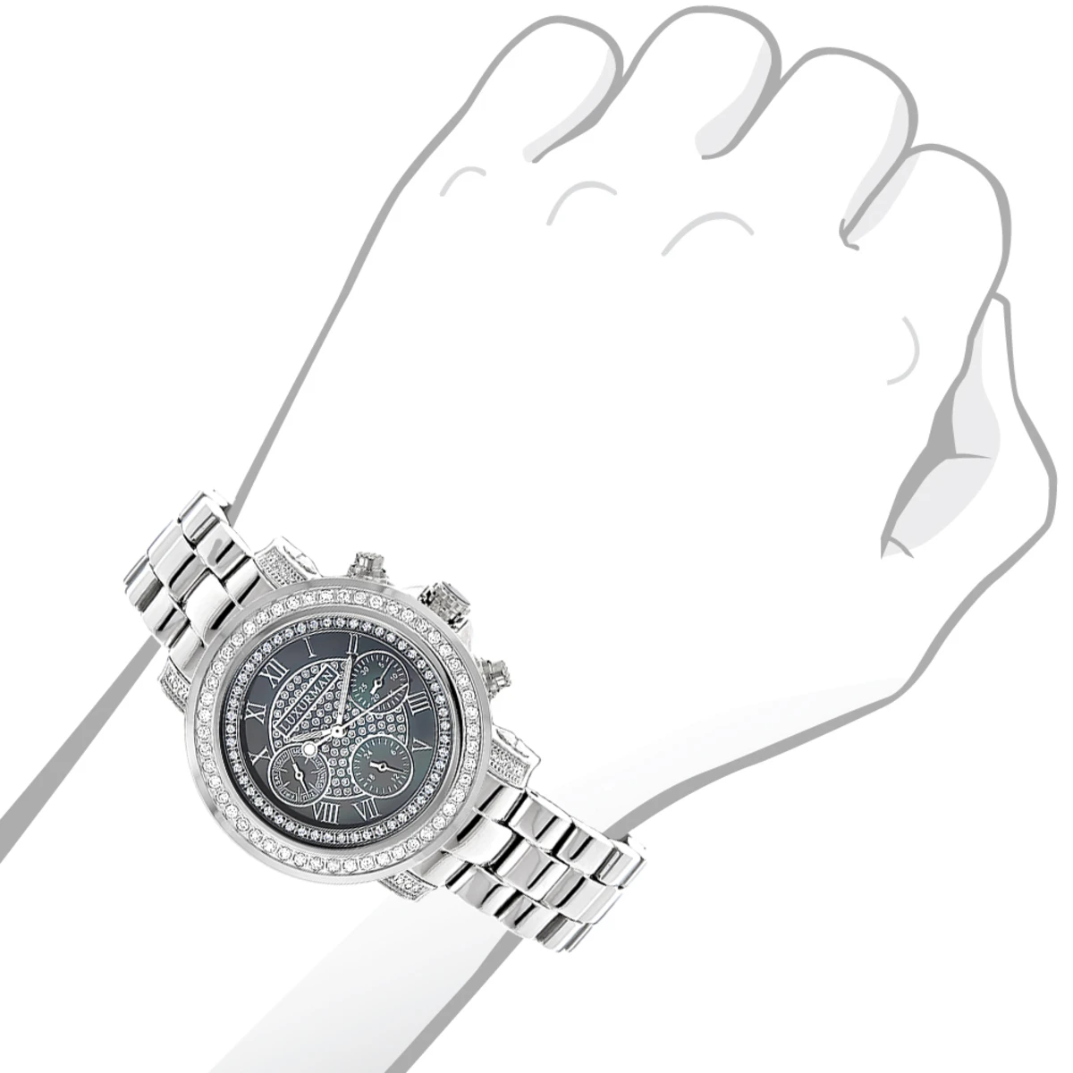 Luxurman Diamond Plated Platinum Watch 2ct - Image 2