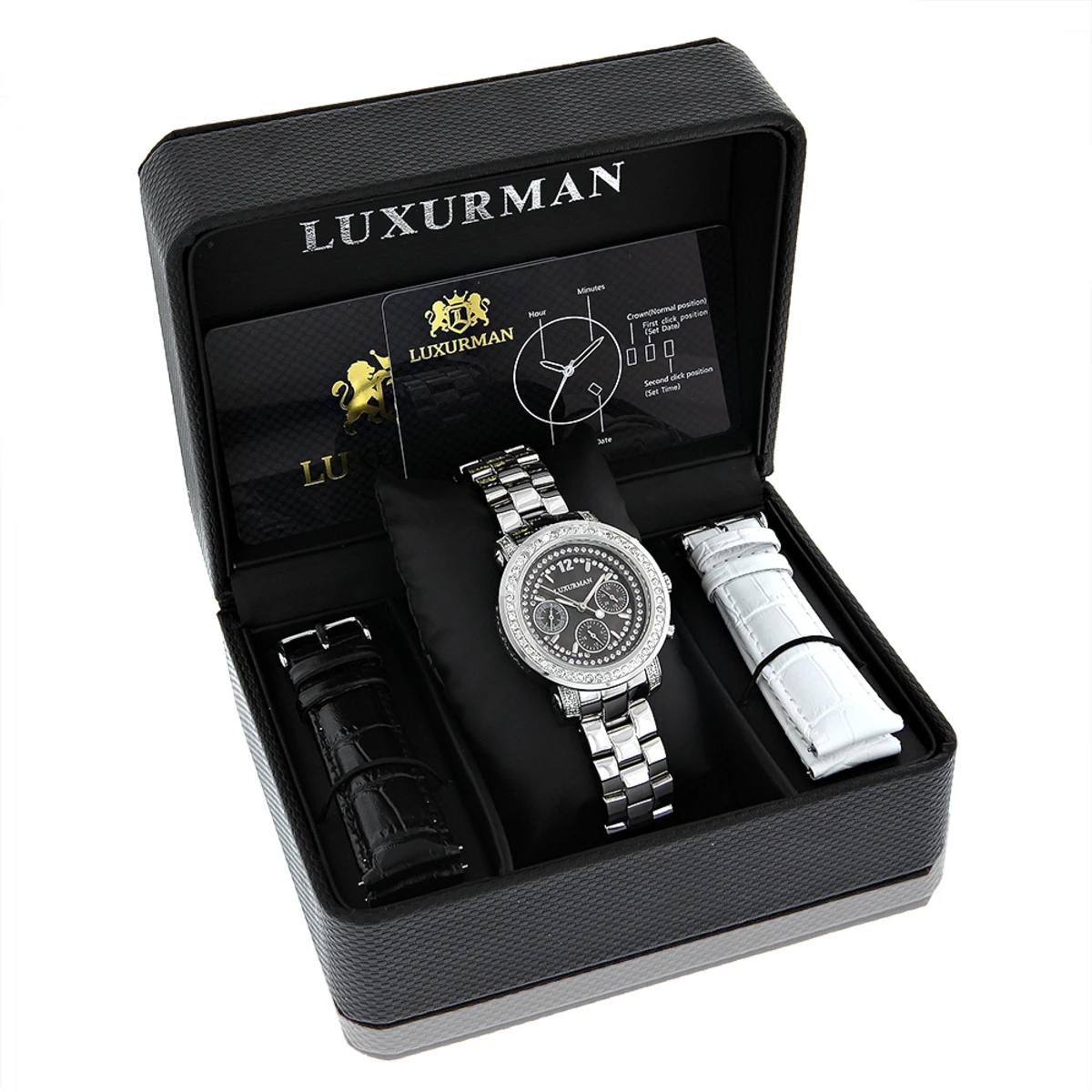 Luxurman Diamond Plated Platinum Watch 2ct - Image 3