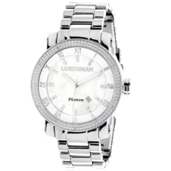 Luxurman Diamond Men's Diamond Watch 0.12ct