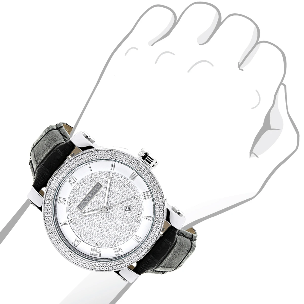 Luxurman Diamond Men's VS Diamond Watch .18ct - Image 3