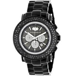 Luxurman Escalade Men's Black Diamond Watch Oversized Chronograph 4.75ct