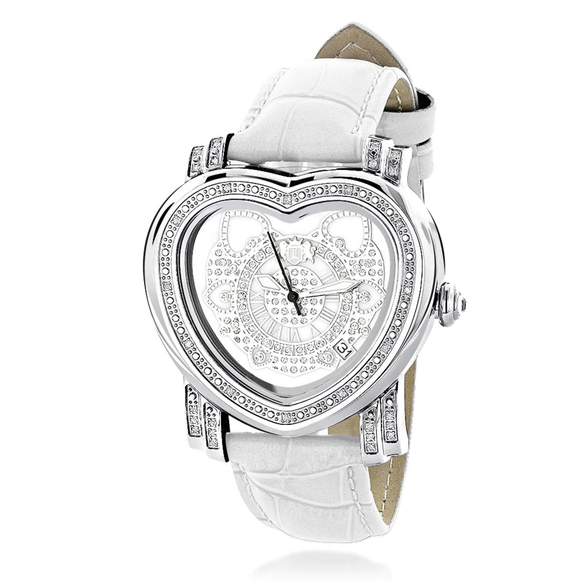 Luxurman Ladies Diamond Heart Watch 0.30ct White