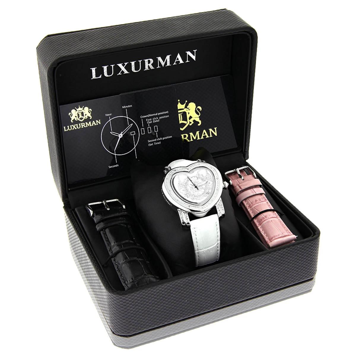 Luxurman Ladies Diamond Heart Watch 0.30ct White - Image 4