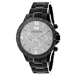 Luxurman Liberty Black Diamond Watch For Men 1/4ct