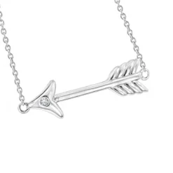 Luxurman Love Quotes Necklaces Sterling Silver Diamond Arrow Pendant