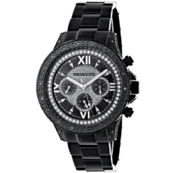 Luxurman Men's Black Diamond Watch 0.5ct