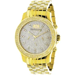 Luxurman Men's Diamond Watch 0.25ct Yellow Gold Tone