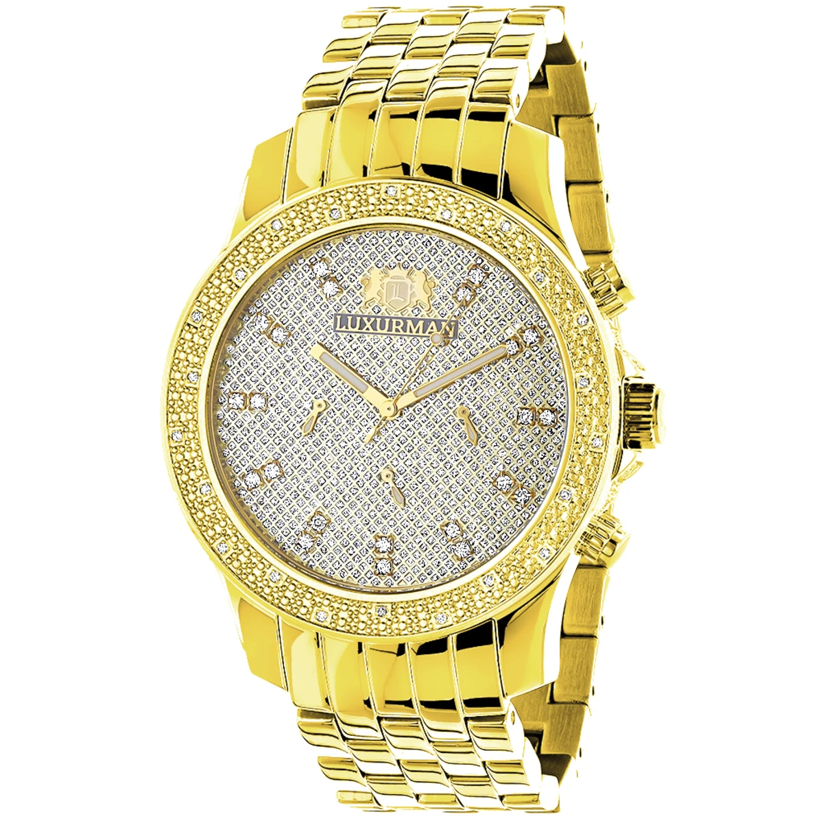 Luxurman Men's Diamond Watch 0.25ct Yellow Gold Tone