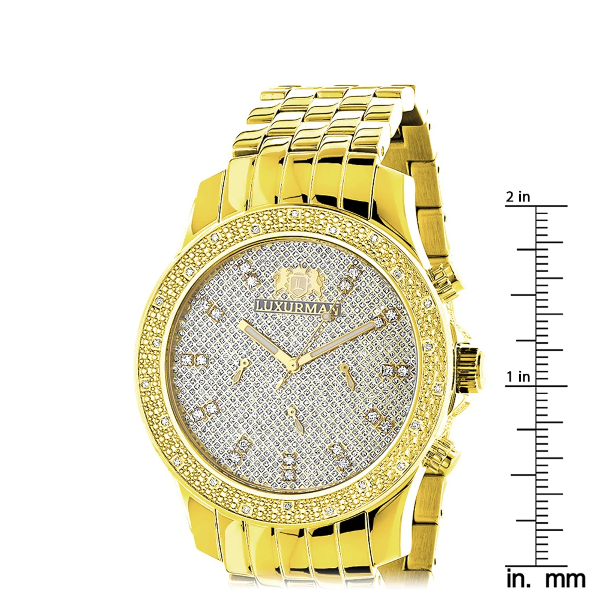 Luxurman Men's Diamond Watch 0.25ct Yellow Gold Tone - Image 5