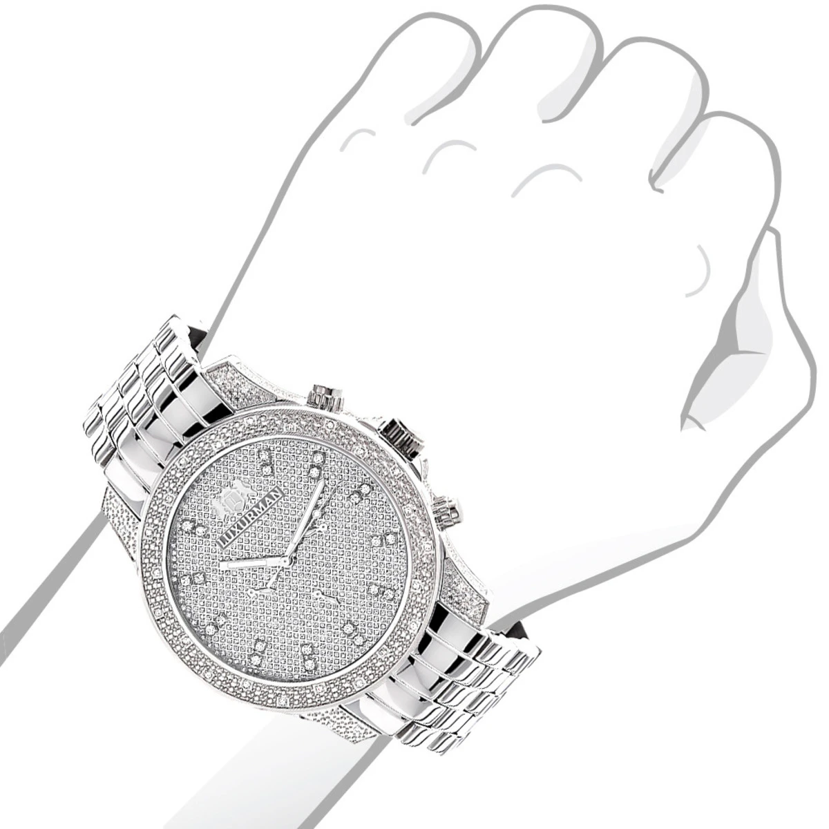 Luxurman Men's Diamond Watch 0.50 Ct - Image 3