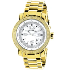 Affordable Luxurman Men's Diamond Watch Yellow Gold Plated 0.12ct